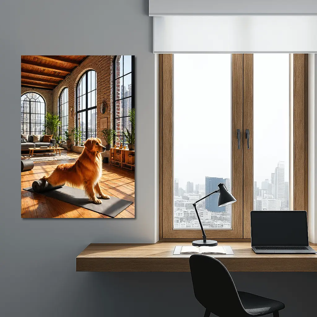 Golden Retriever Yoga Studio Loft Interior – Wall Art
