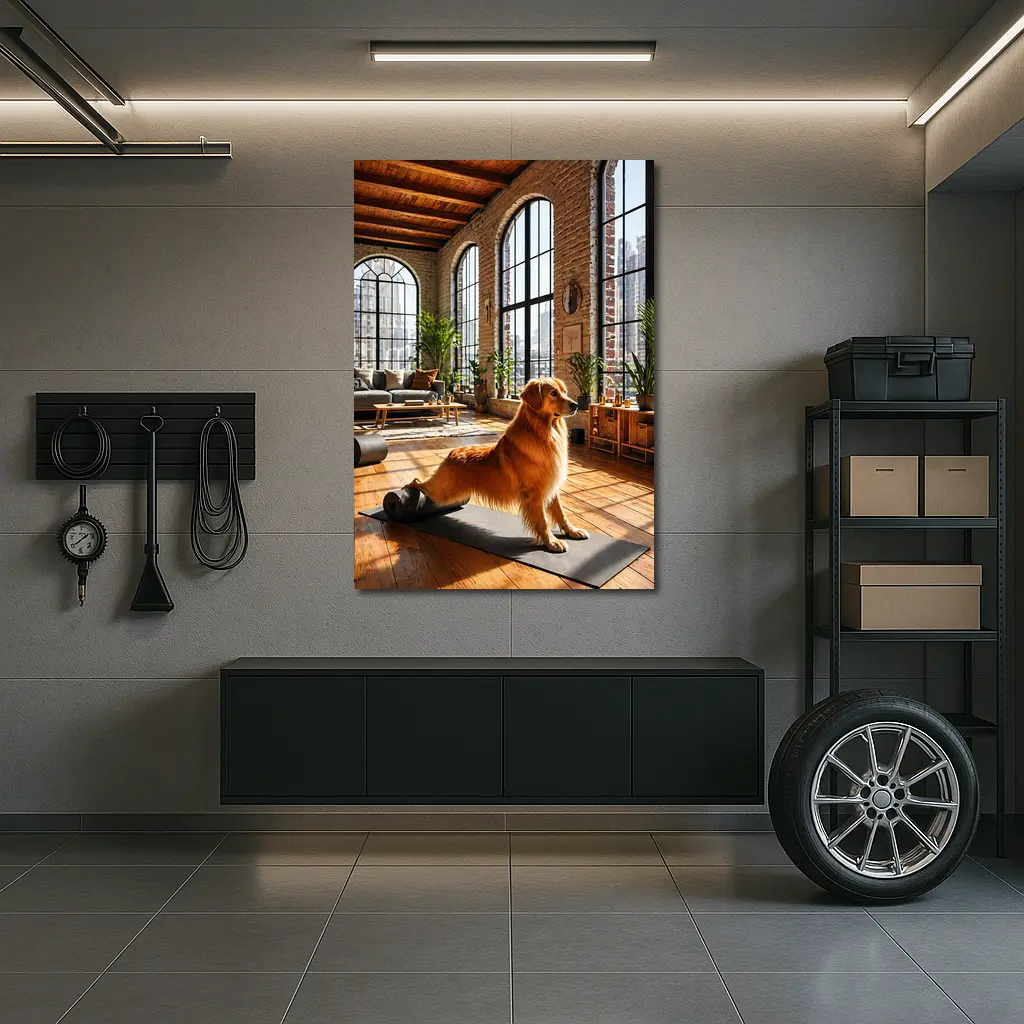 Golden Retriever Yoga Studio Loft Interior – Wall Art