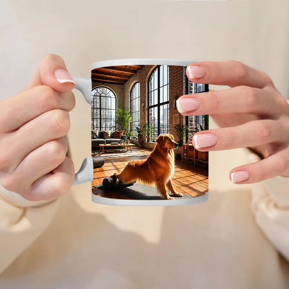 Golden Retriever Yoga Studio Loft Interior – Mugs