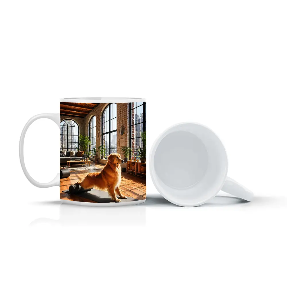 Golden Retriever Yoga Studio Loft Interior – Mugs