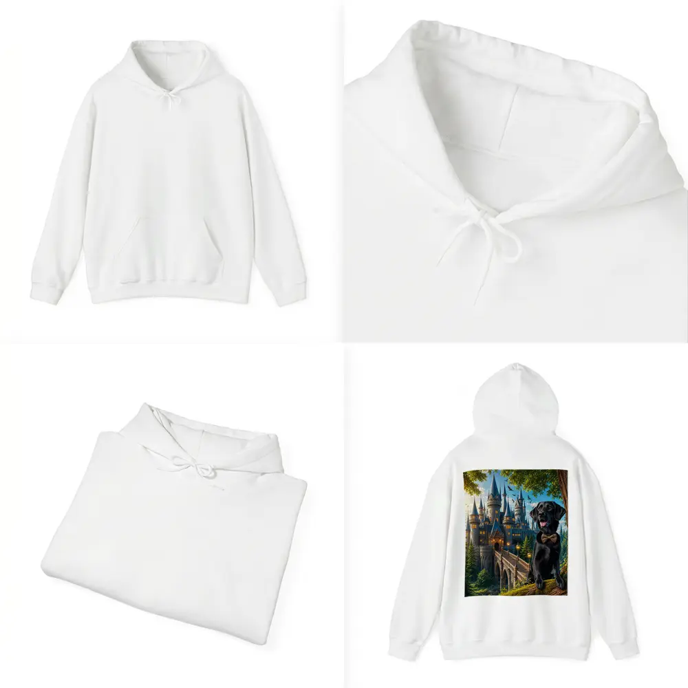 Black Labrador Retriever Fantasy Castle Forest Art – Hoodies
