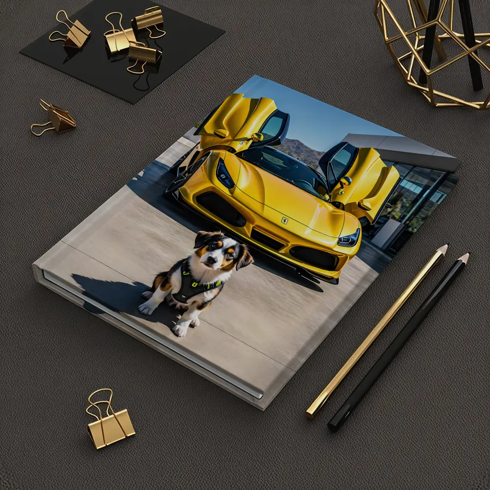 Australian Shepherd Puppy Yellow Ferrari F8 – Notebooks
