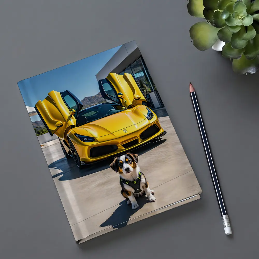 Australian Shepherd Puppy Yellow Ferrari F8 – Notebooks