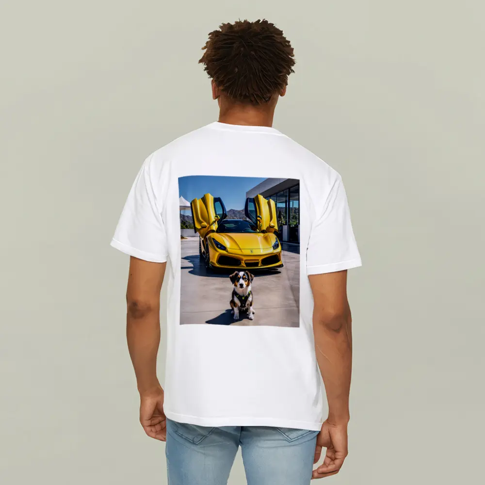 Australian Shepherd Puppy Yellow Ferrari F8 – T-Shirts