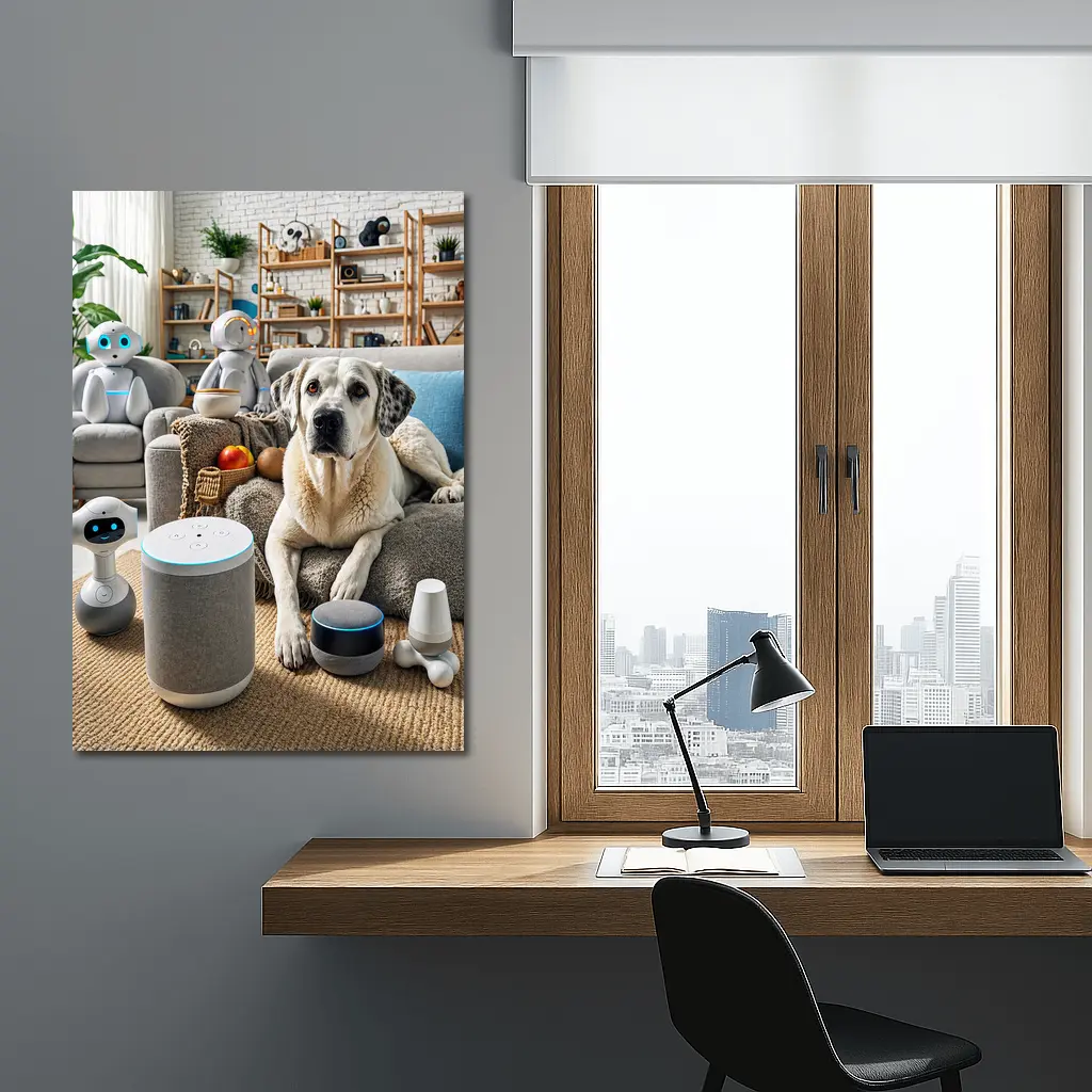 Labrador Dog With Smart Home Robots – Wall Art