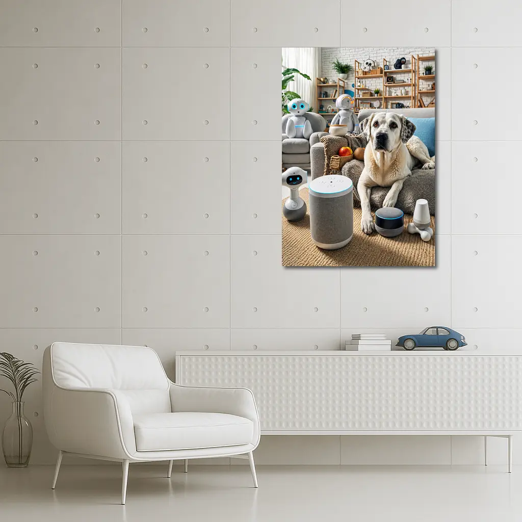 Labrador Dog With Smart Home Robots – Wall Art