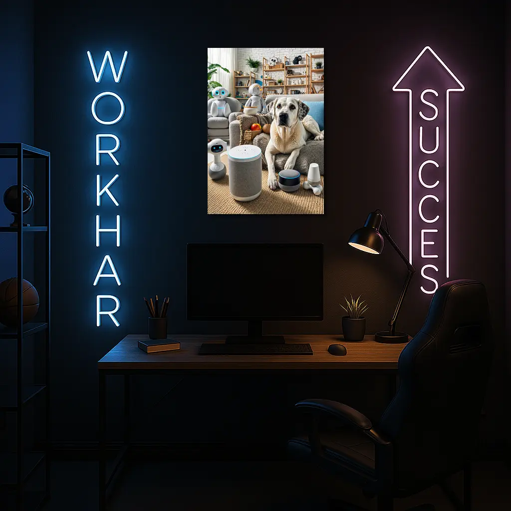 Labrador Dog With Smart Home Robots – Wall Art