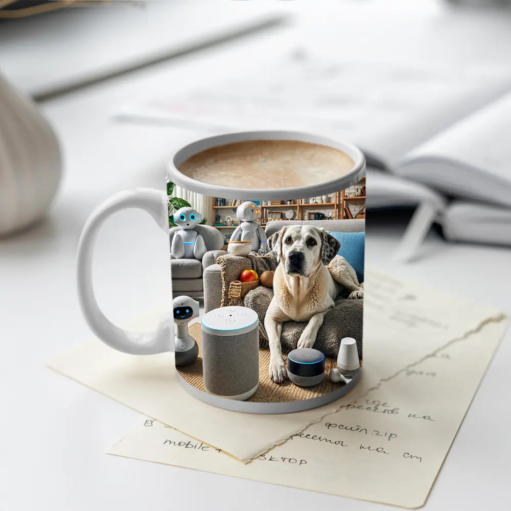 Labrador Dog With Smart Home Robots – Mugs
