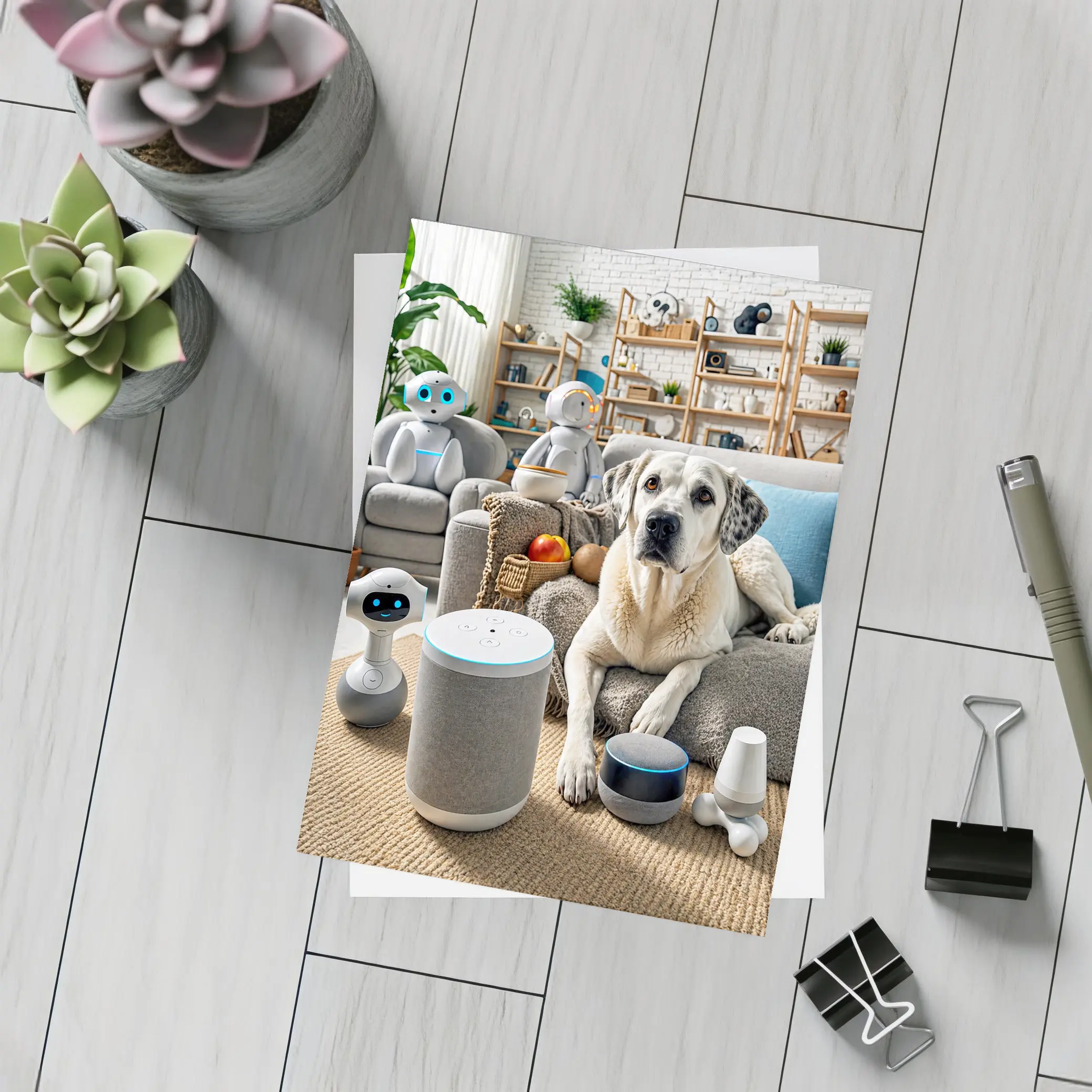 Labrador Dog With Smart Home Robots – Postcards