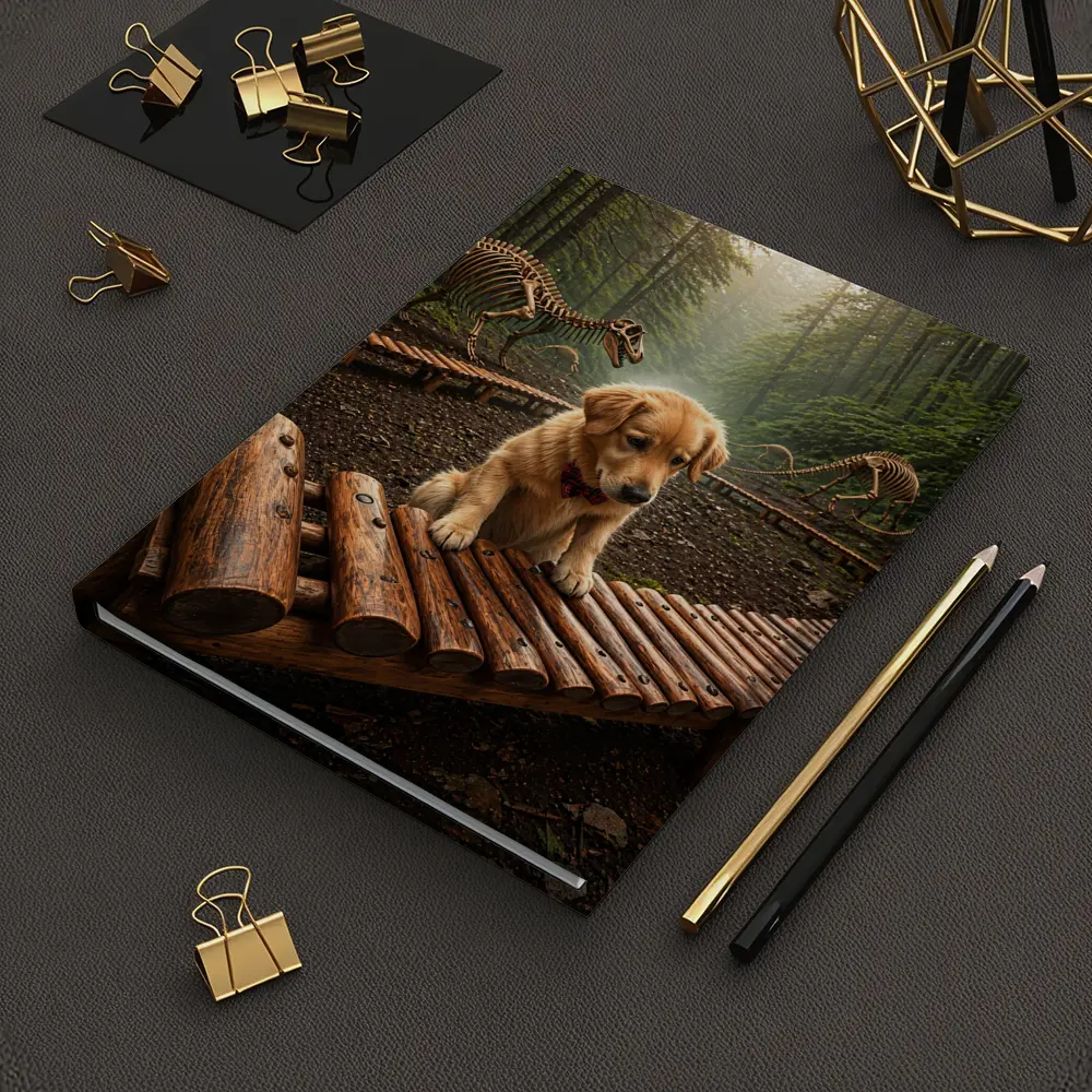 Golden Retriever Puppy Forest Dinosaur Skeletons – Notebooks