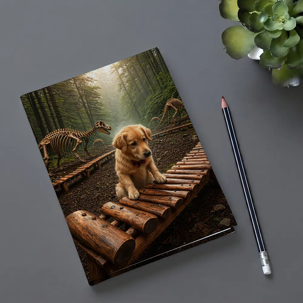 Golden Retriever Puppy Forest Dinosaur Skeletons – Notebooks