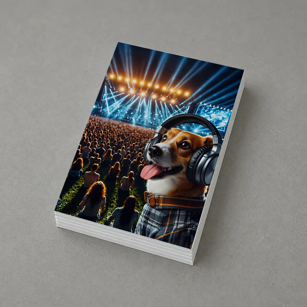 Corgi Dog Wearing Headphones at Concert – Postcards