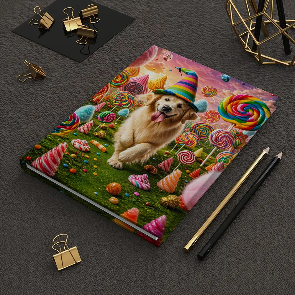 Golden Retriever in Colorful Candy Fantasy Land – Notebooks
