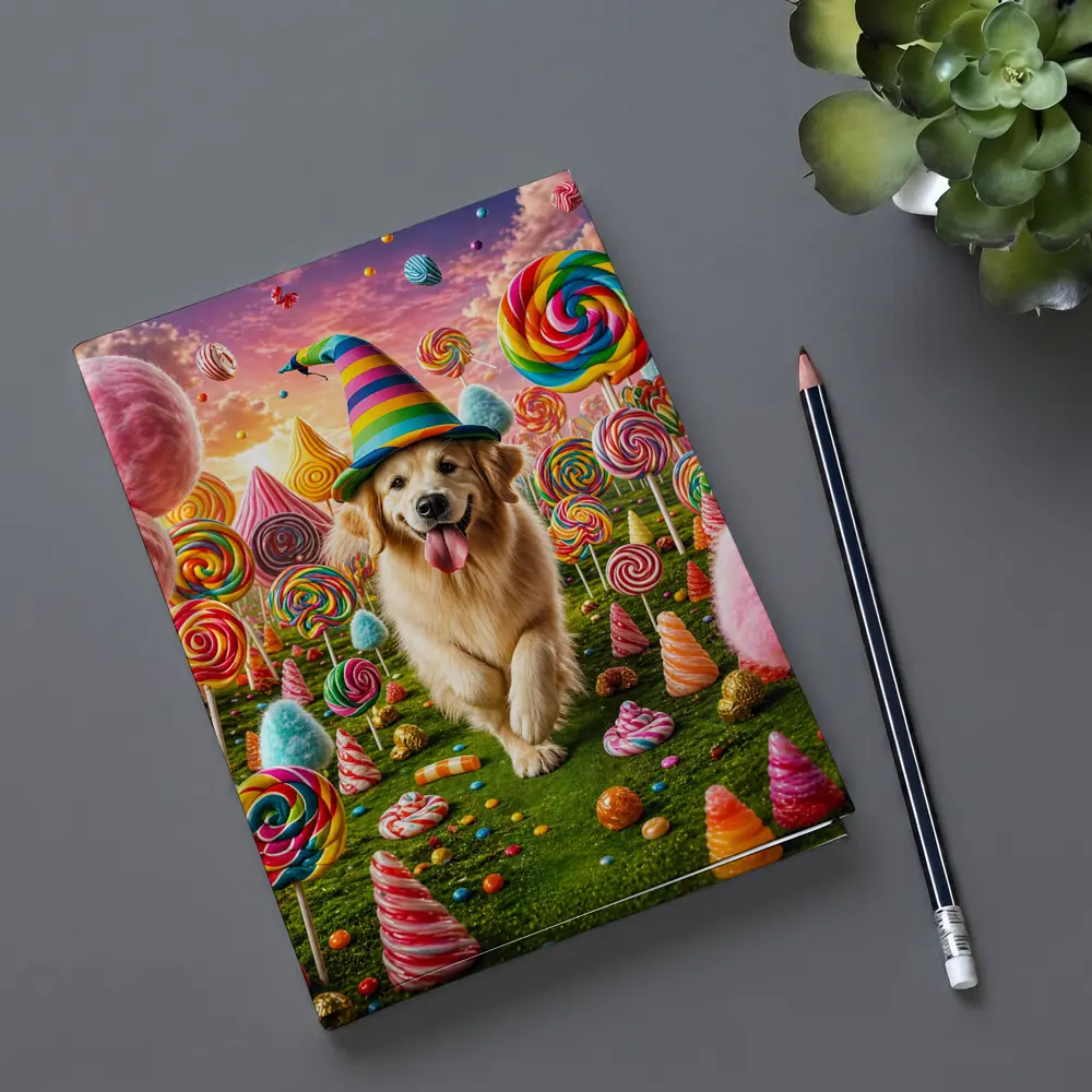 Golden Retriever in Colorful Candy Fantasy Land – Notebooks