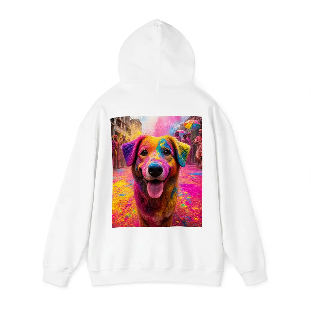 Dog Covered in Holi Festival Colors – Hoodies