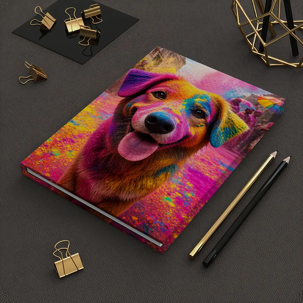Dog Covered in Holi Festival Colors – Notebooks