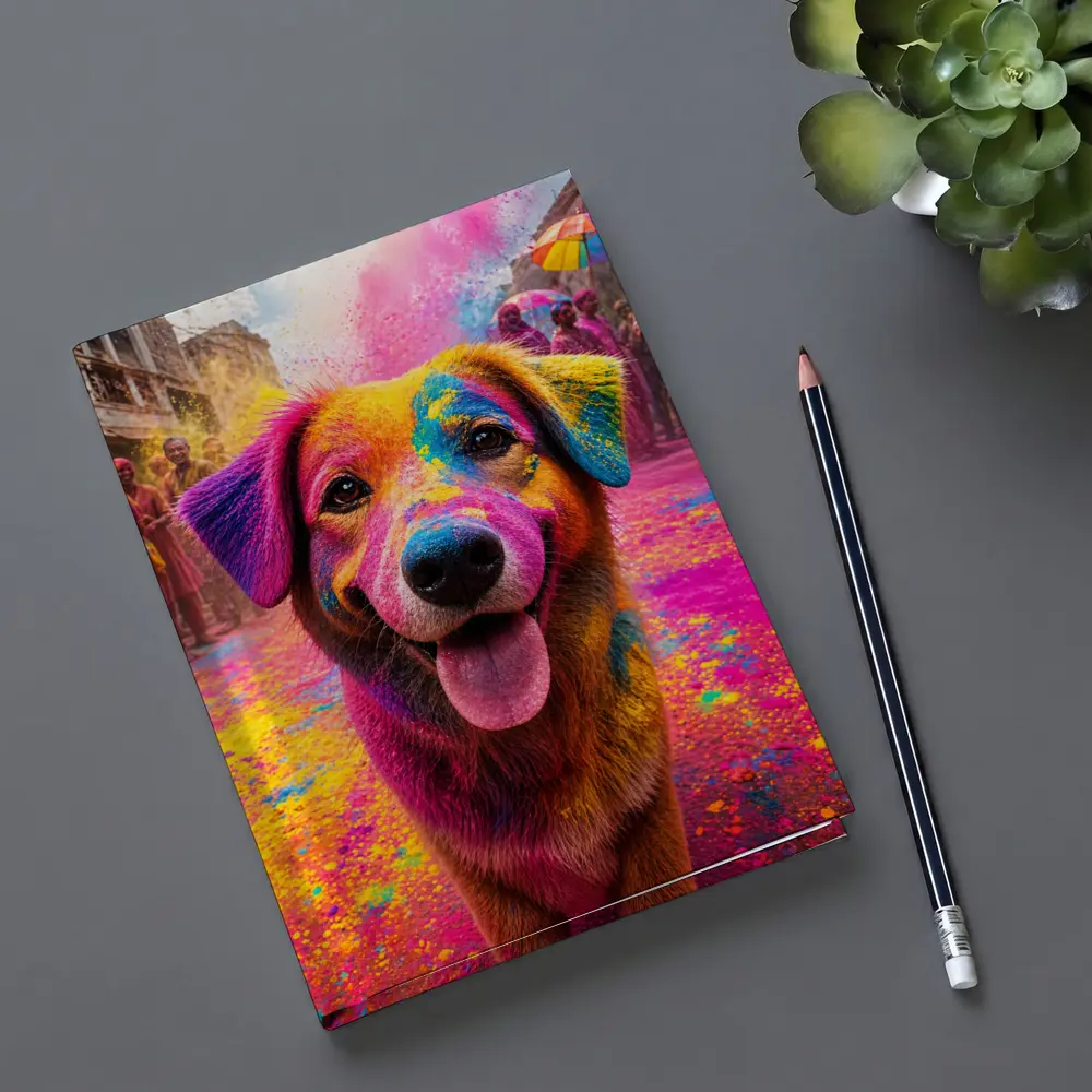 Dog Covered in Holi Festival Colors – Notebooks