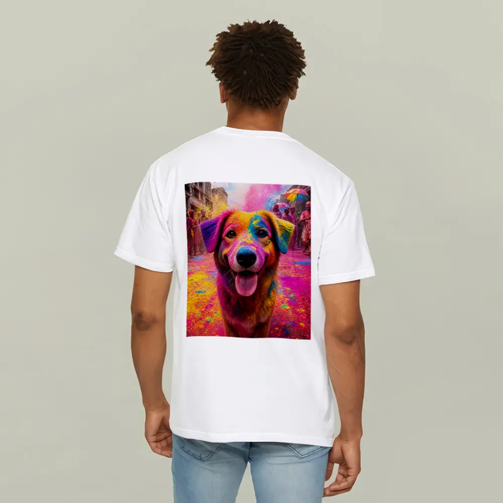 Dog Covered in Holi Festival Colors – T-Shirts