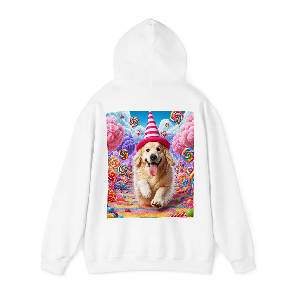 Golden Retriever Running Through Candy Dreamland – Hoodies