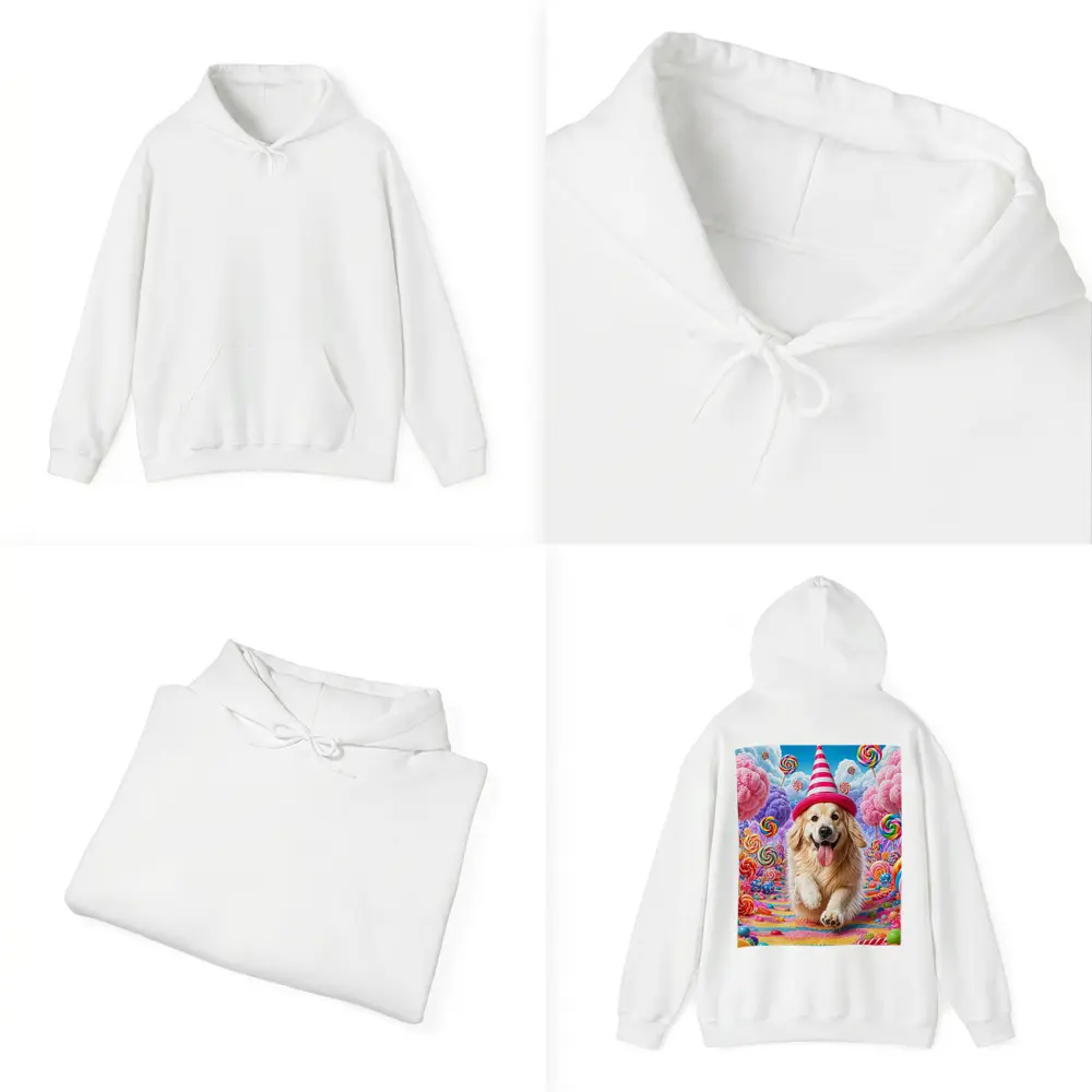 Golden Retriever Running Through Candy Dreamland – Hoodies