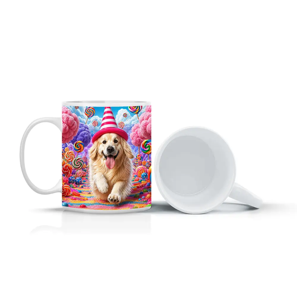 Golden Retriever Running Through Candy Dreamland – Mugs