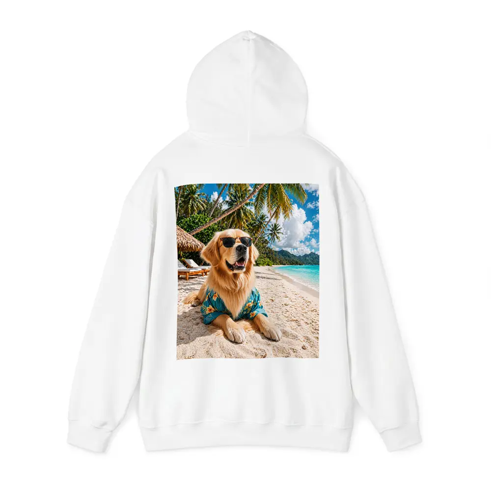 Golden Retriever Relaxing on Tropical Beach – Hoodies