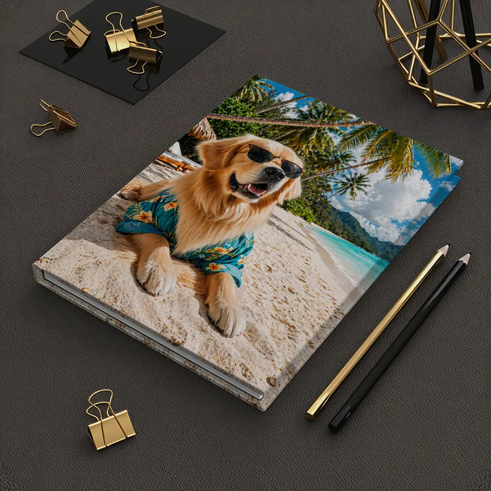 Golden Retriever Relaxing on Tropical Beach – Notebooks
