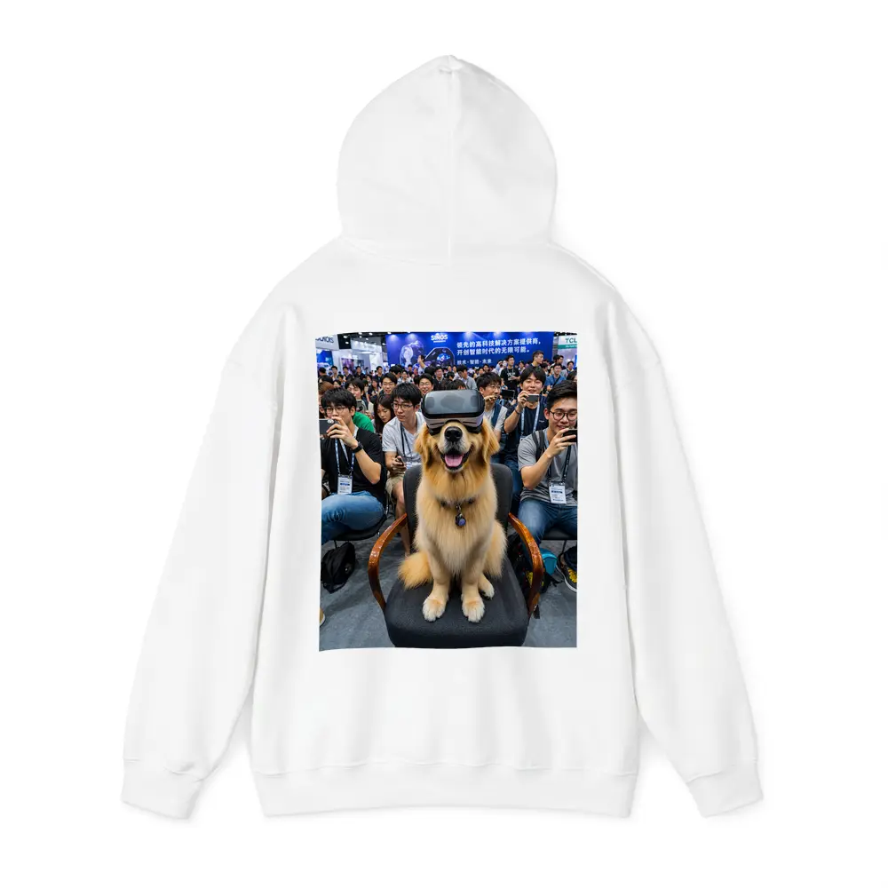 Golden Retriever Wearing VR Headset Tech Expo – Hoodies