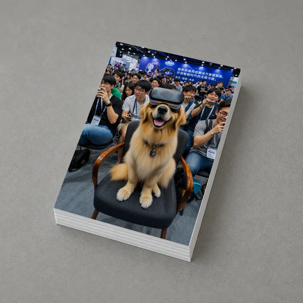Golden Retriever Wearing VR Headset Tech Expo – Postcards