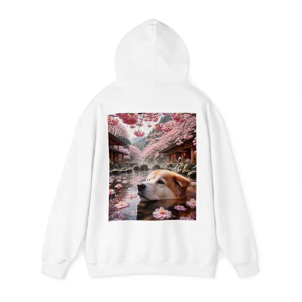 Akita Dog Relaxing Cherry Blossom Hot Spring – Hoodies