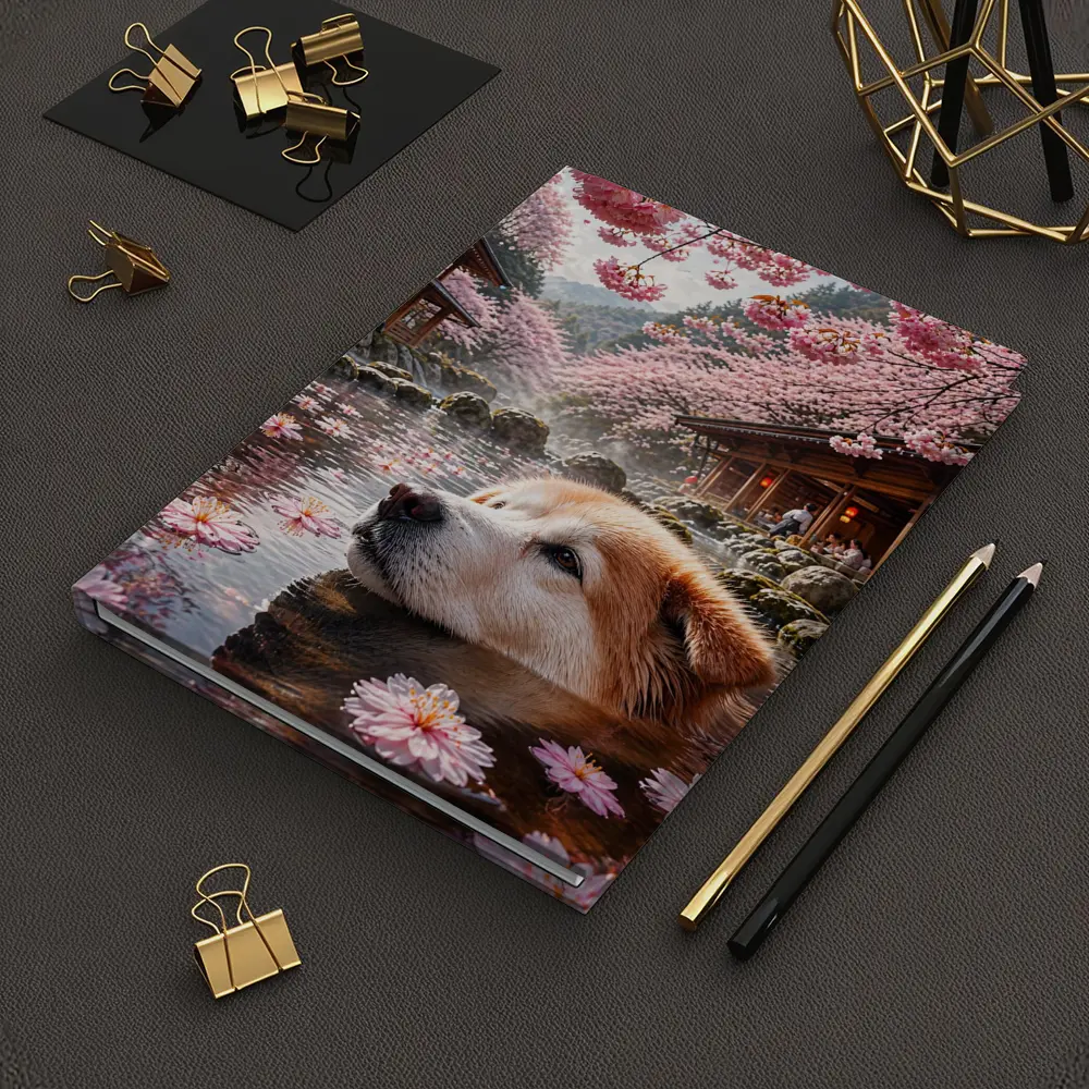 Akita Dog Relaxing Cherry Blossom Hot Spring – Notebooks