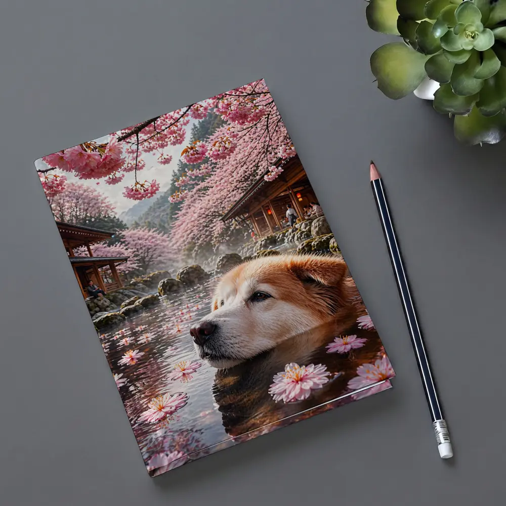 Akita Dog Relaxing Cherry Blossom Hot Spring – Notebooks