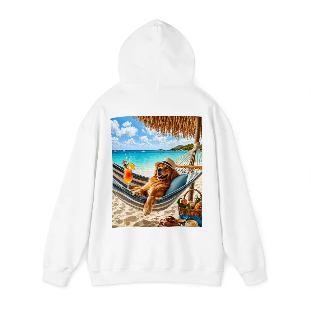 Golden Retriever Relaxing On Tropical Beach Hammock – Hoodies