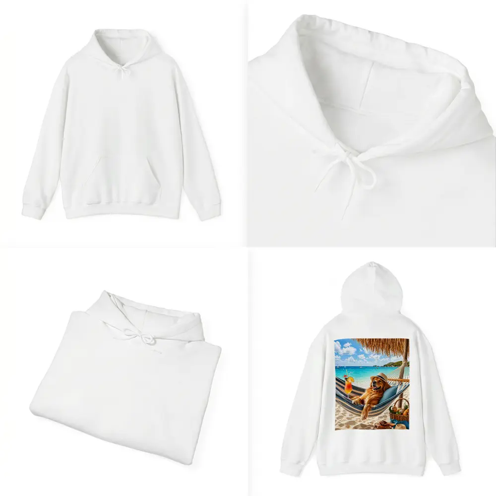 Golden Retriever Relaxing On Tropical Beach Hammock – Hoodies