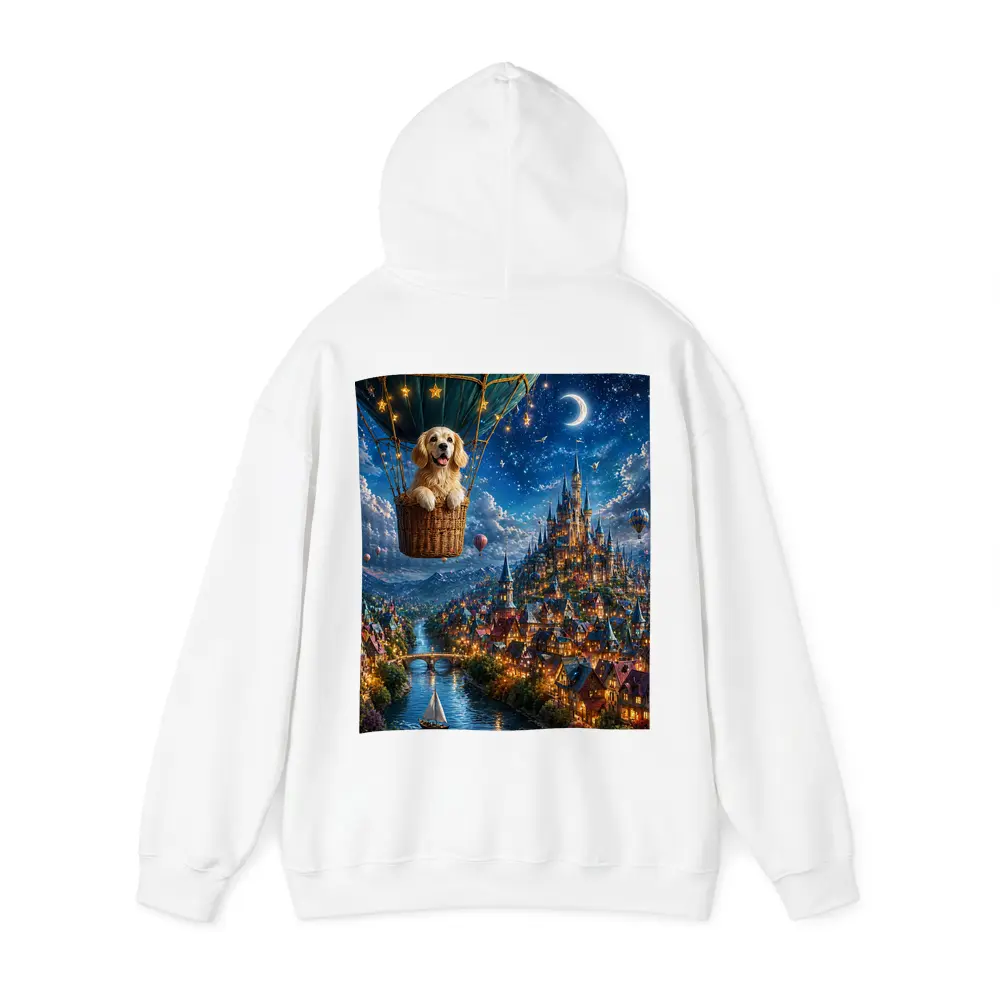 Golden Retriever Hot Air Balloon Fantasy Town – Hoodies