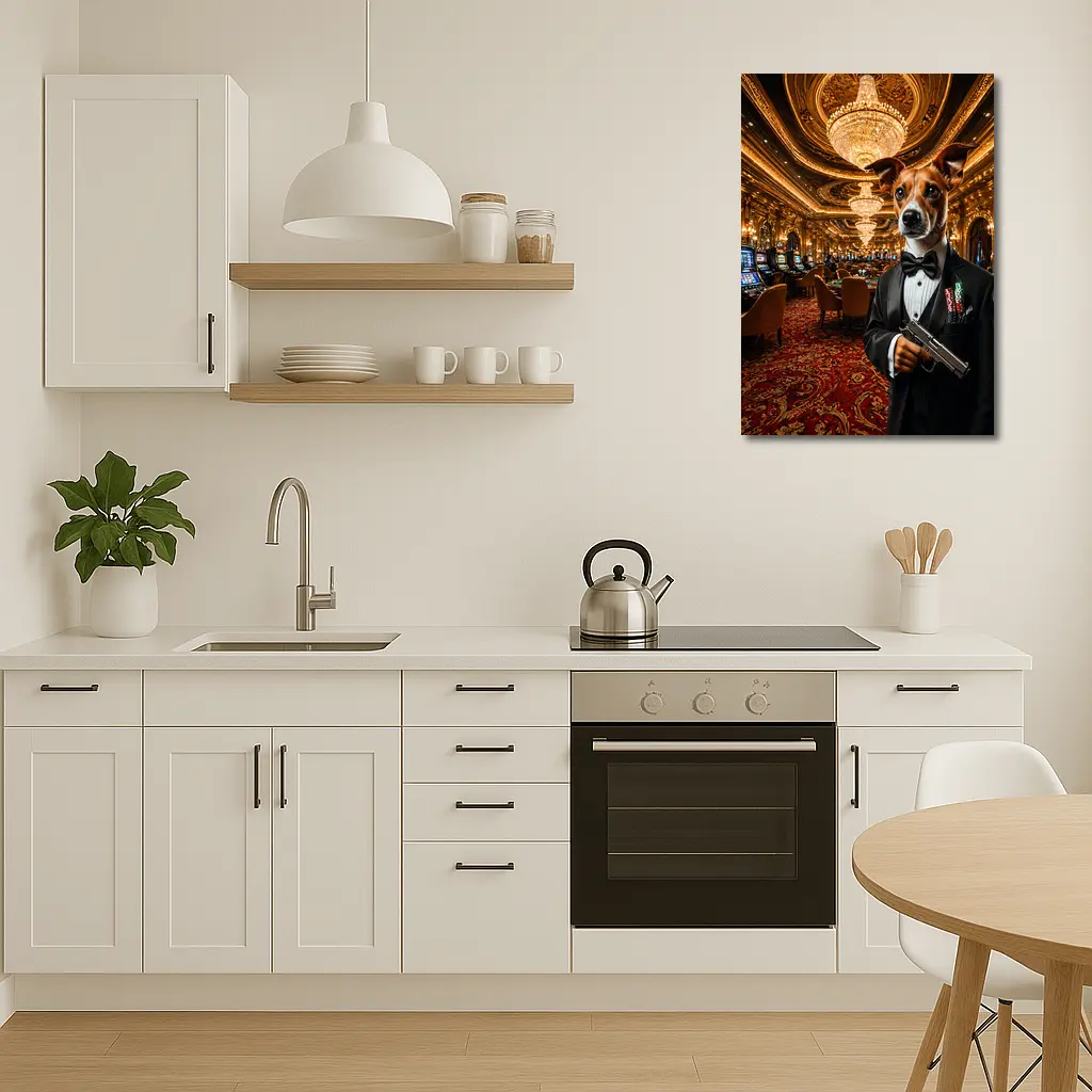 Jack Russell Dog Tuxedo Casino Interior – Wall Art