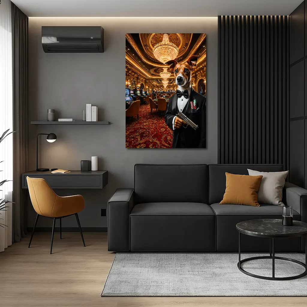 Jack Russell Dog Tuxedo Casino Interior – Wall Art