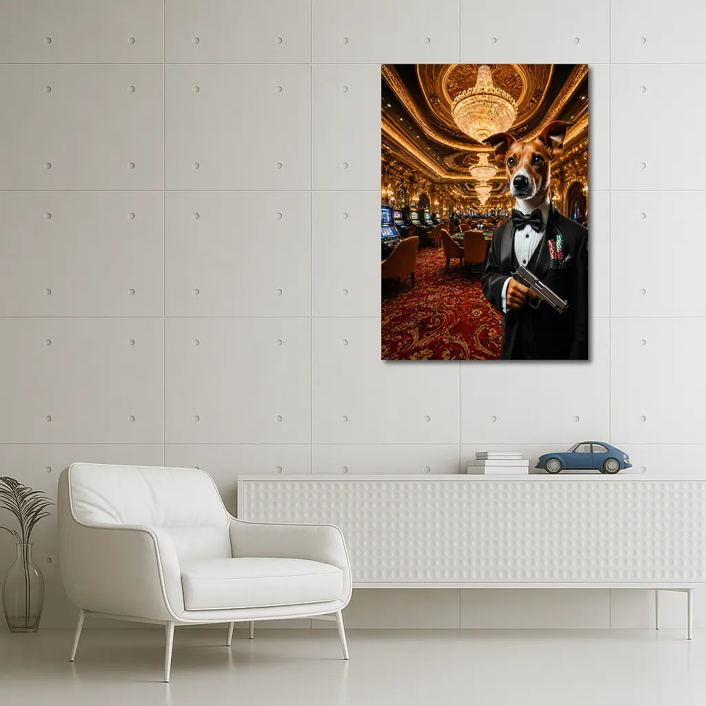 Jack Russell Dog Tuxedo Casino Interior – Wall Art