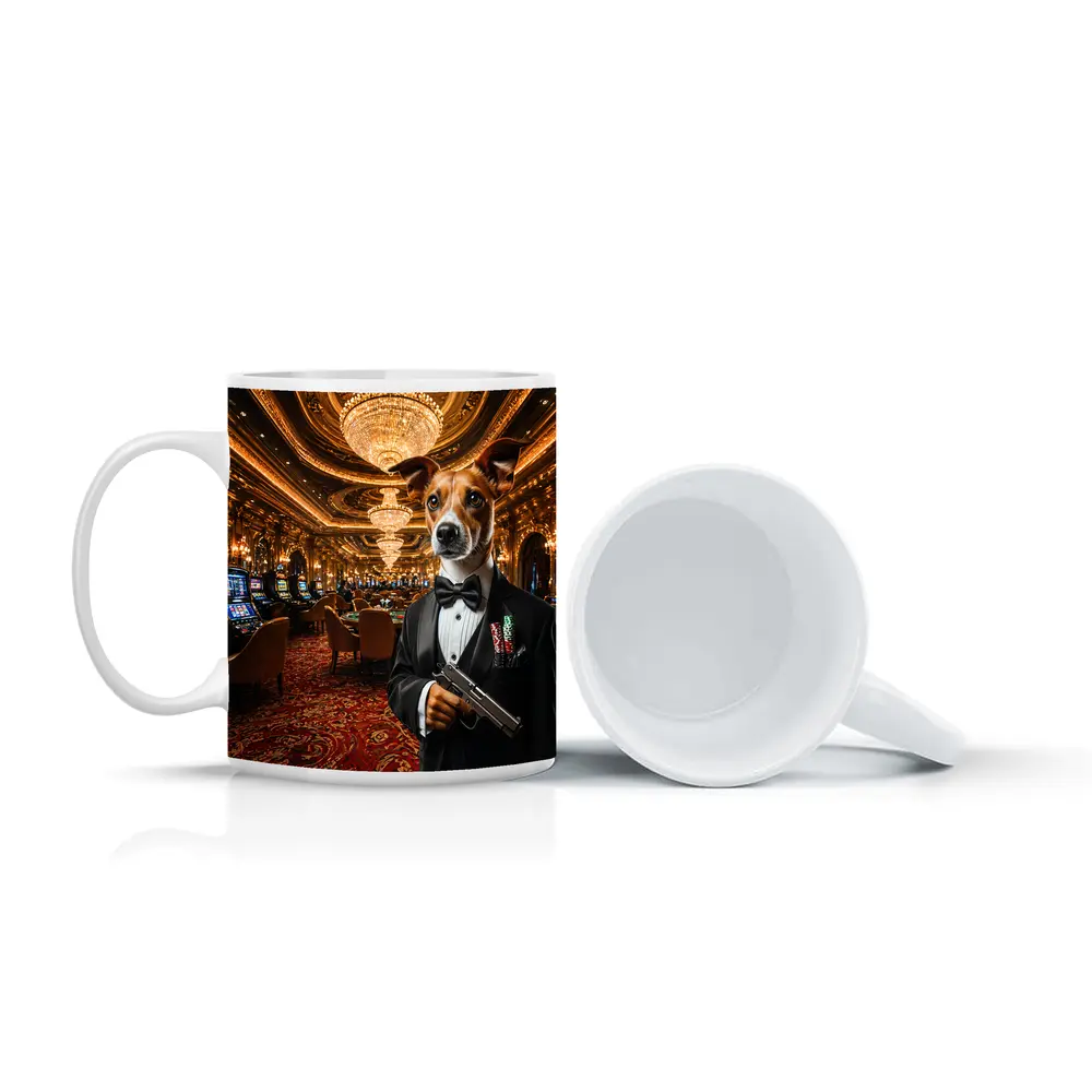 Jack Russell Dog Tuxedo Casino Interior – Mugs