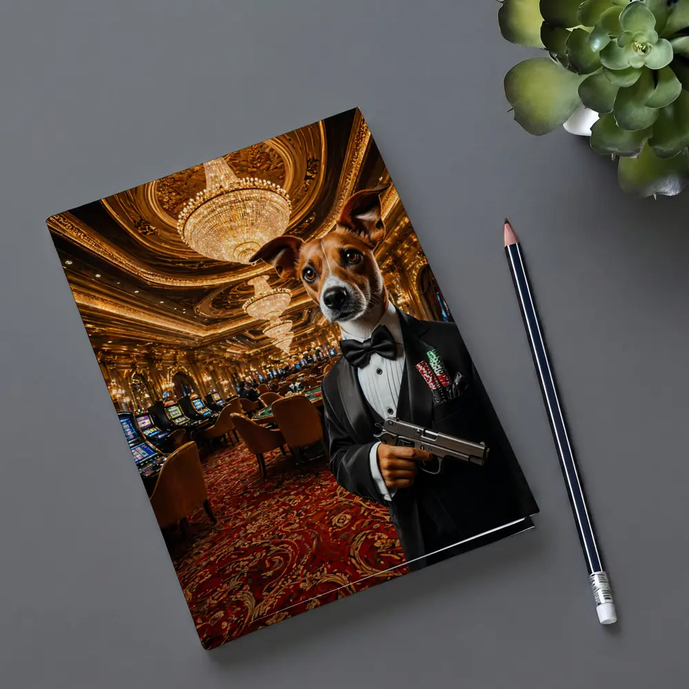 Jack Russell Dog Tuxedo Casino Interior – Notebooks