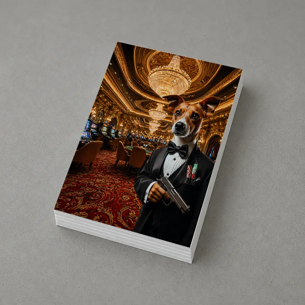 Jack Russell Dog Tuxedo Casino Interior – Postcards