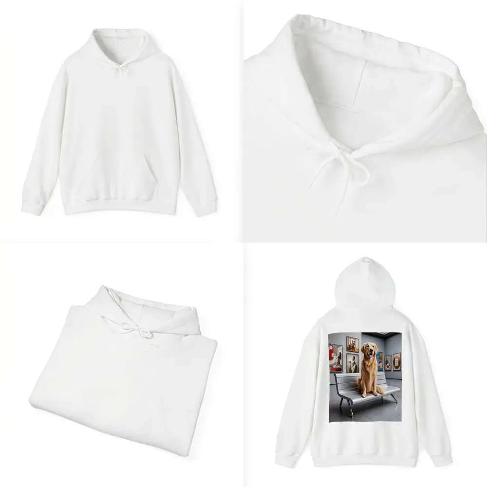 Golden Retriever Sitting in Art Museum – Hoodies