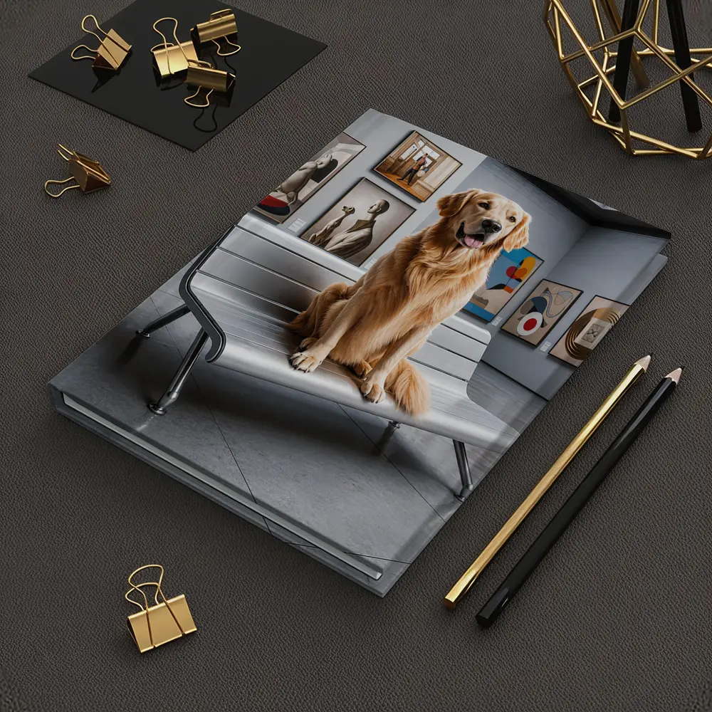 Golden Retriever Sitting in Art Museum – Notebooks