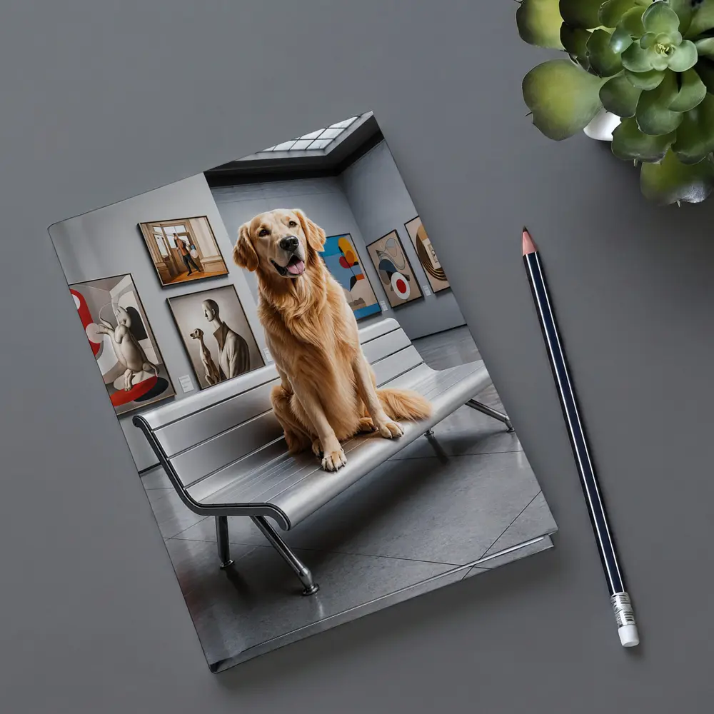 Golden Retriever Sitting in Art Museum – Notebooks