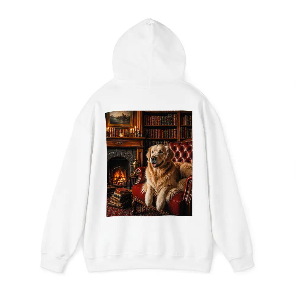 Golden Retriever Relaxing In Cozy Library – Hoodies