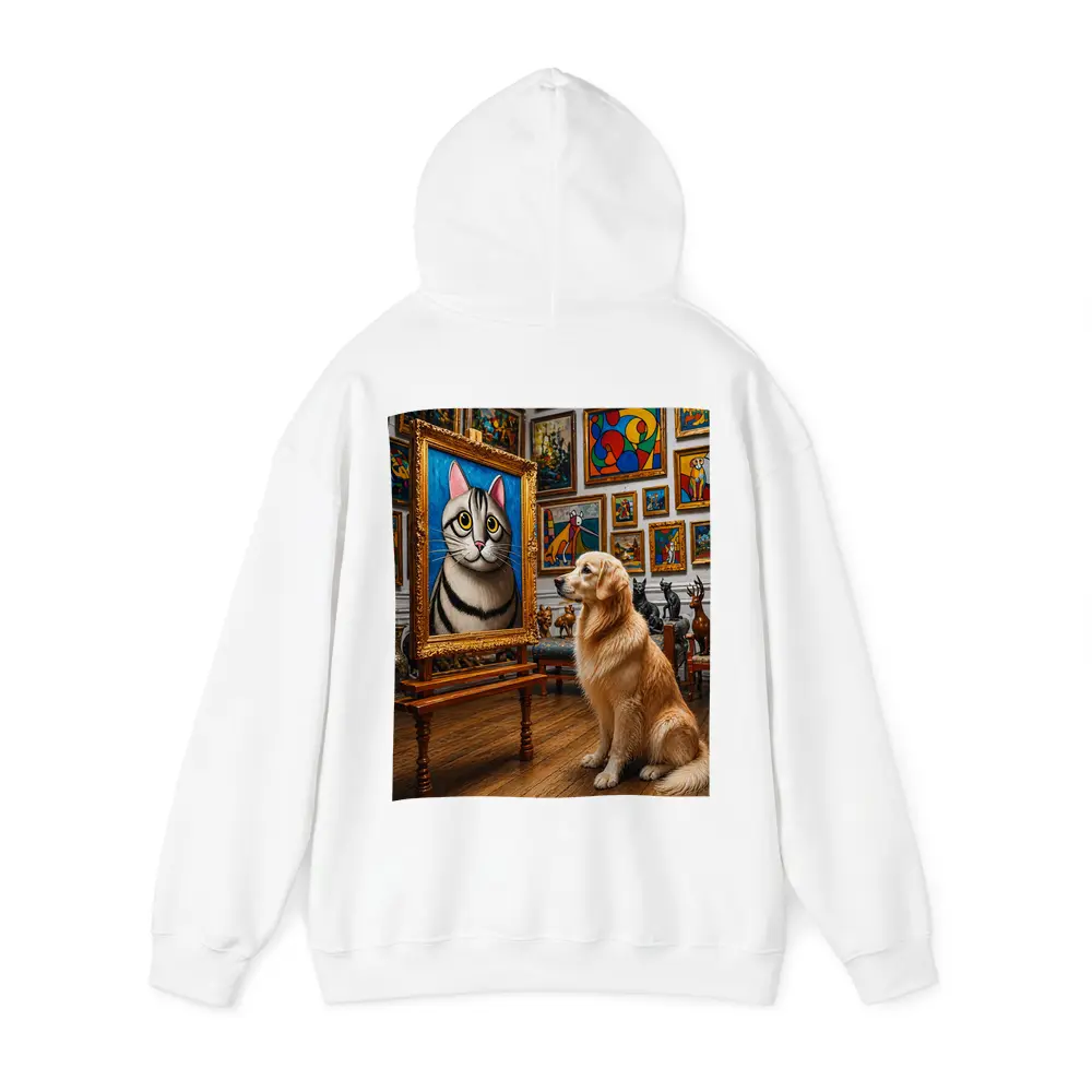 Golden Retriever Admiring Cat Portrait Art Gallery – Hoodies