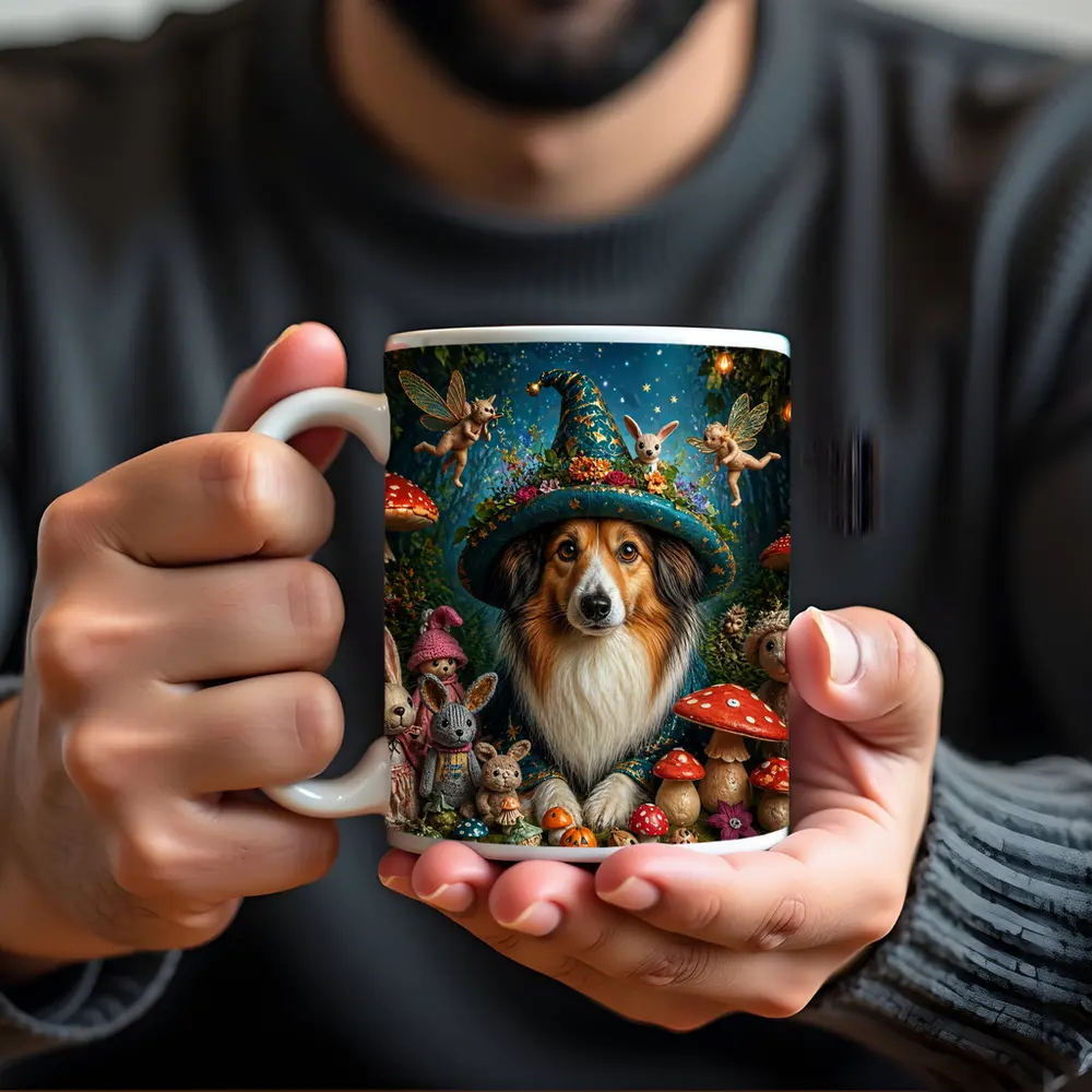 Shetland Sheepdog Wizard Hat Fantasy Forest – Mugs
