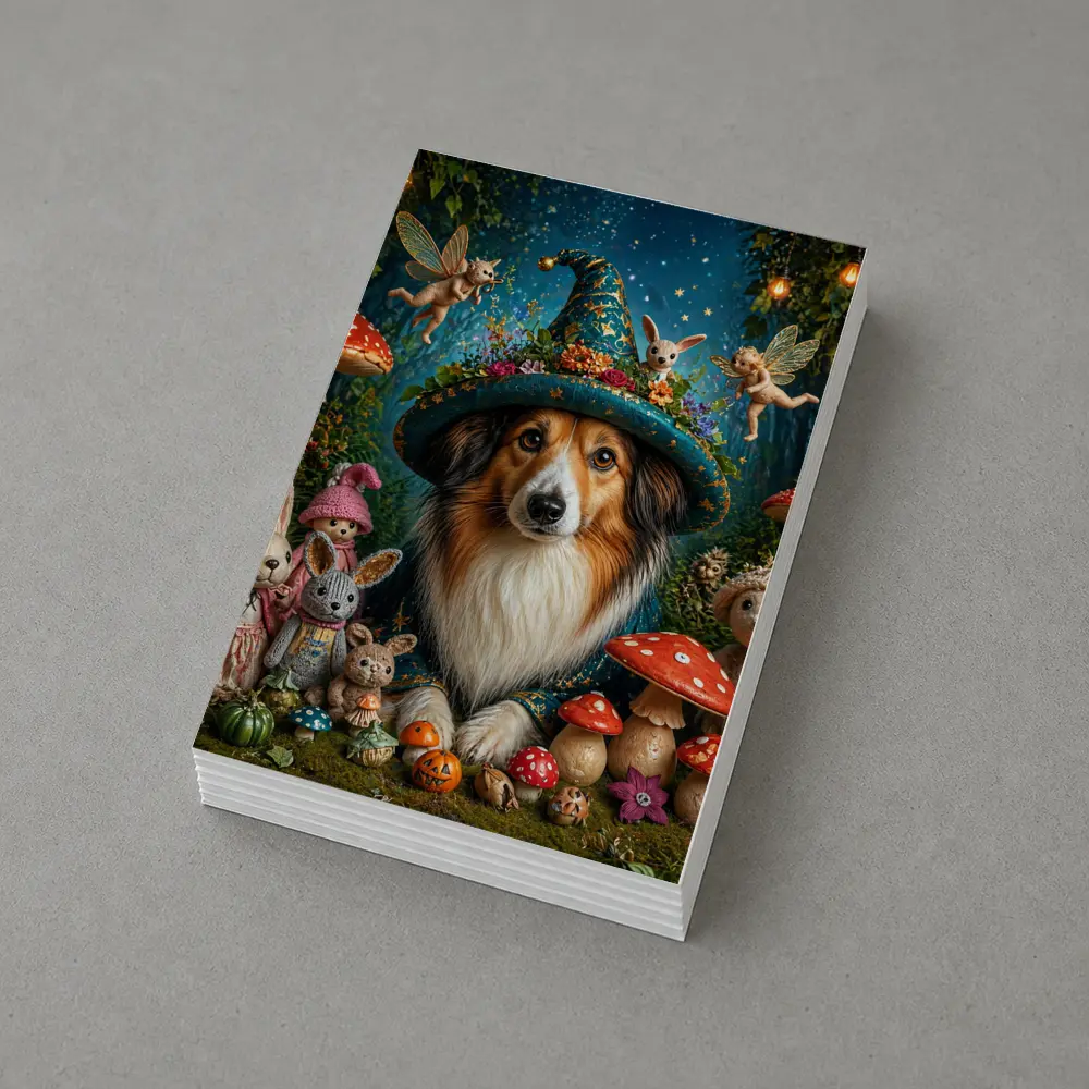 Shetland Sheepdog Wizard Hat Fantasy Forest – Postcards