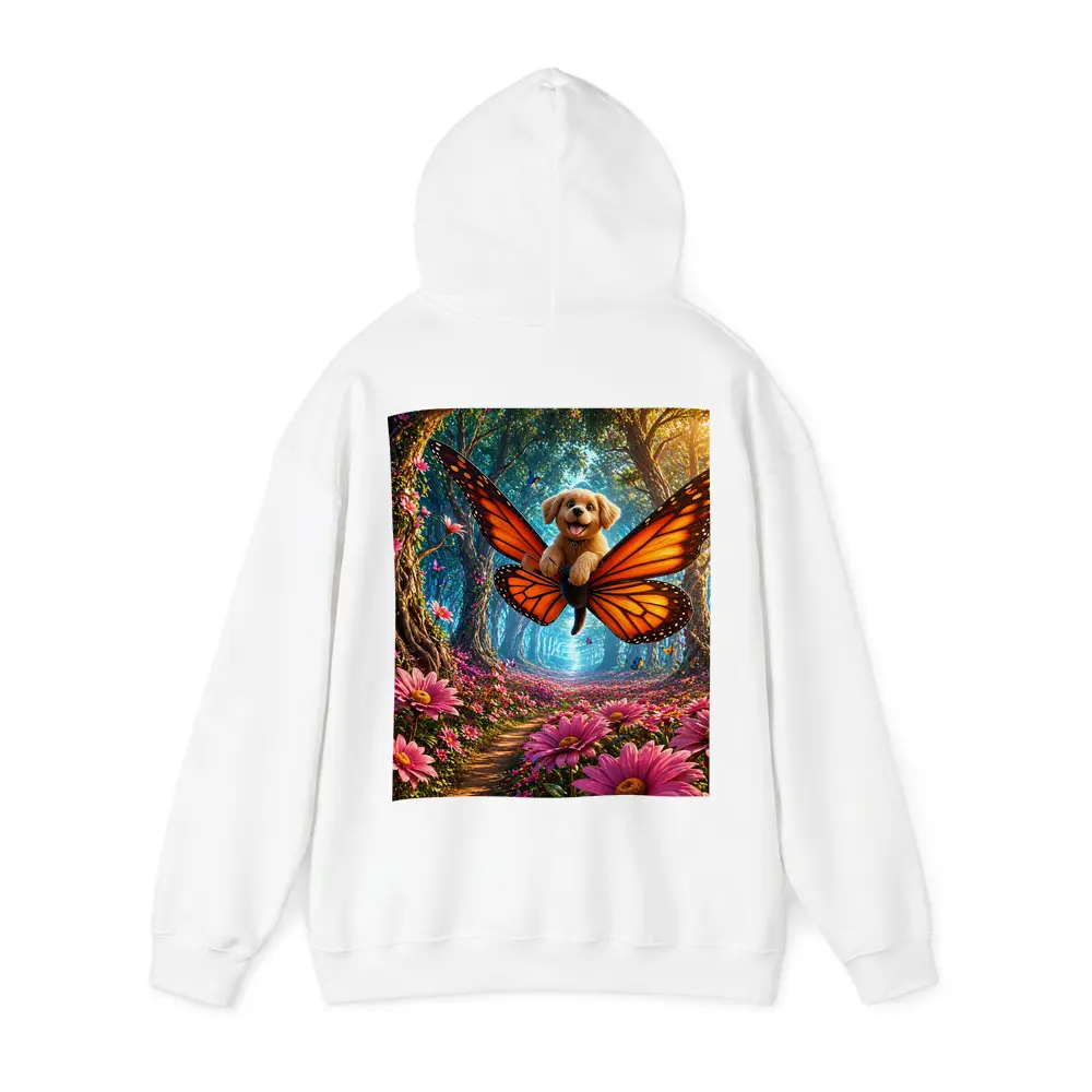 Golden Puppy Flying Butterfly Fantasy Forest Flowers – Hoodies