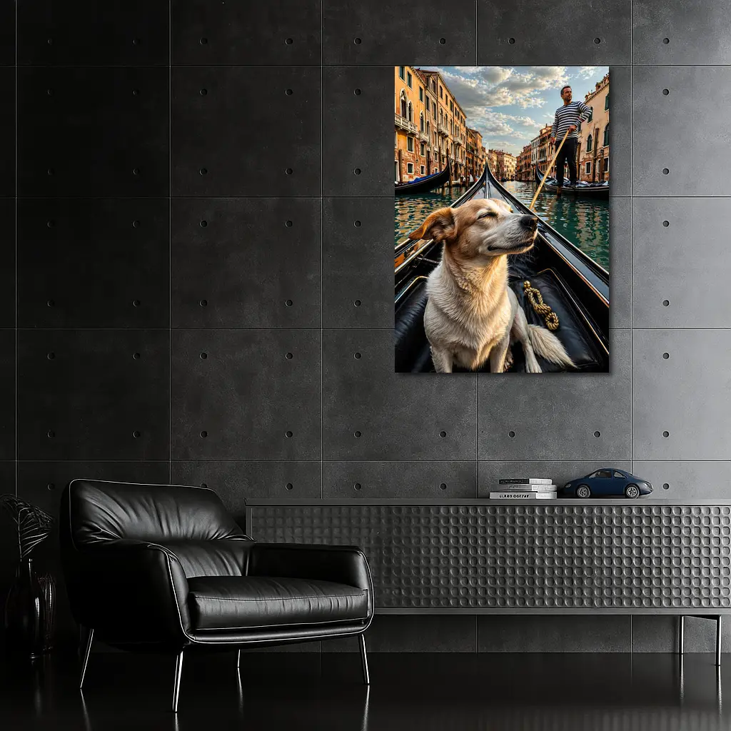 Dog Riding Gondola Venice Canal Italy – Wall Art